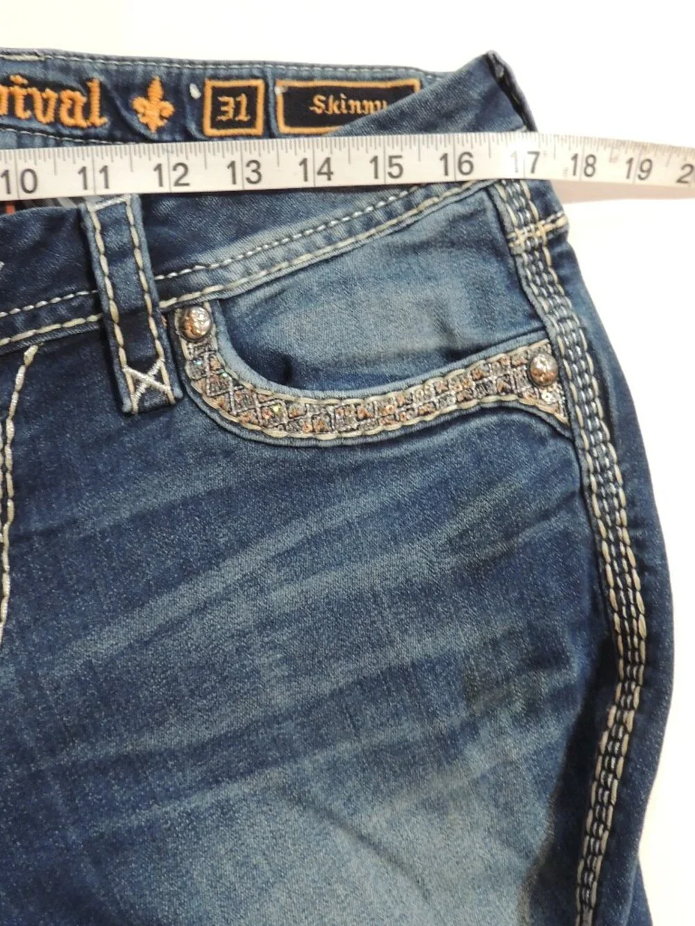 Rock Revival Vaness Skinny Jeans Woman 31 Pockets Blue Denim Jeans